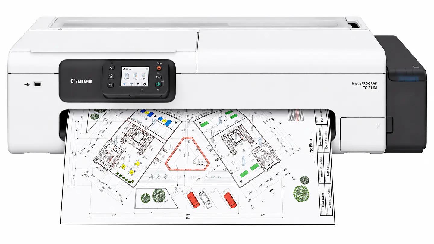 Plotter Canon imagePROGRAF TC-21M Multifuncional de 24 Pulgadas a Color con Escáner A4, Copiadora, Tanques de Tinta Pigmentada, WiFi y Ethernet – 7058C002AB 1