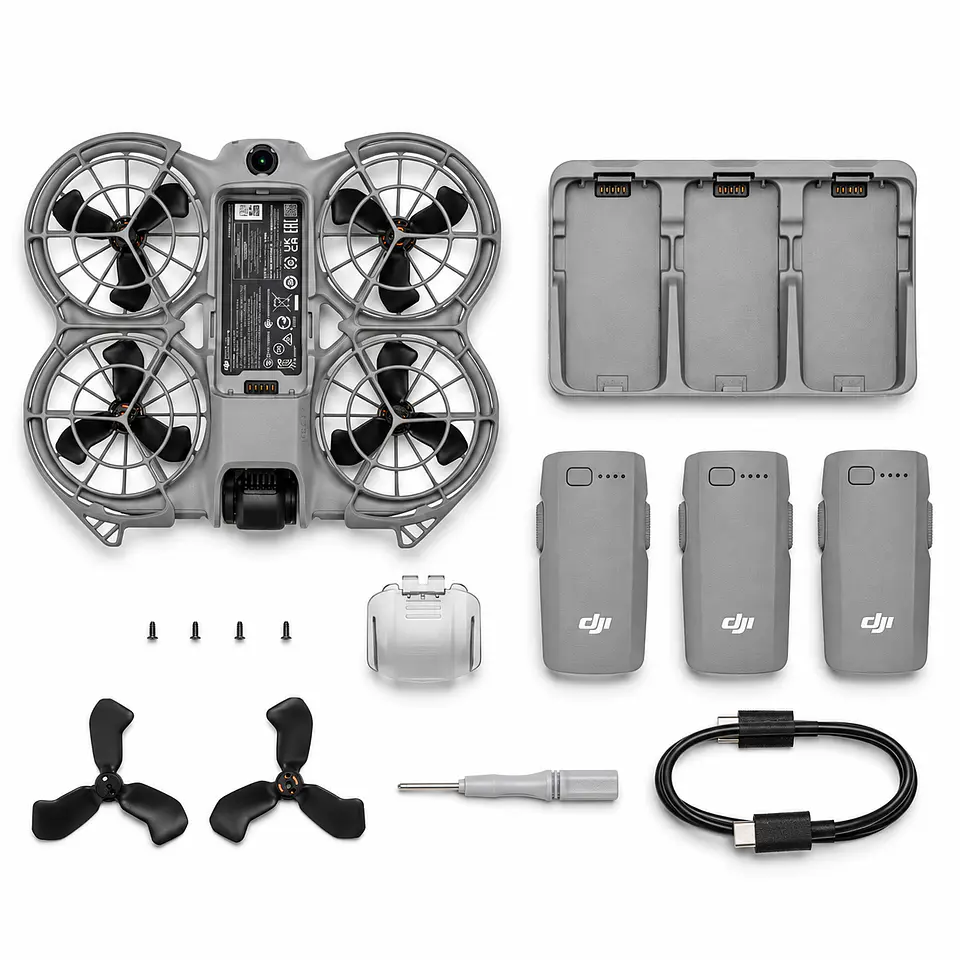 DJI Neo 2 Fly More Combo Drone Only con Cámara 4K 60fps, 3 Baterías, ActiveTrack, Control por Gestos, Detección de Obstáculos y 49GB – 6937224131736 1
