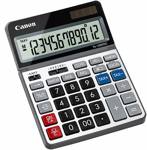 Calculadora Canon TS-1200TSC de Escritorio 12 Dígitos Solar con Función de Impuestos y Margen