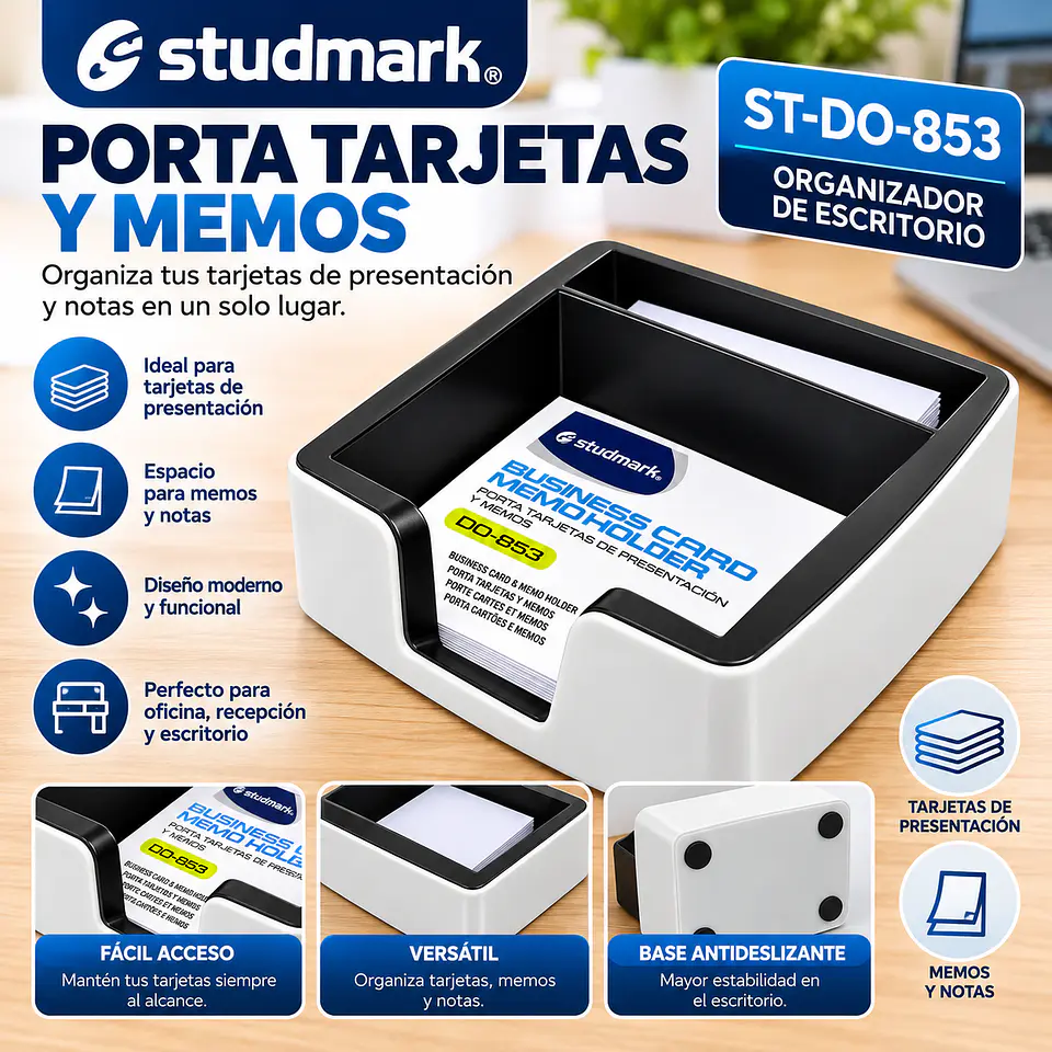 Porta Tarjetas de Presentación y Memos Studmark ST-DO-853 Organizador de Escritorio para Oficina 2