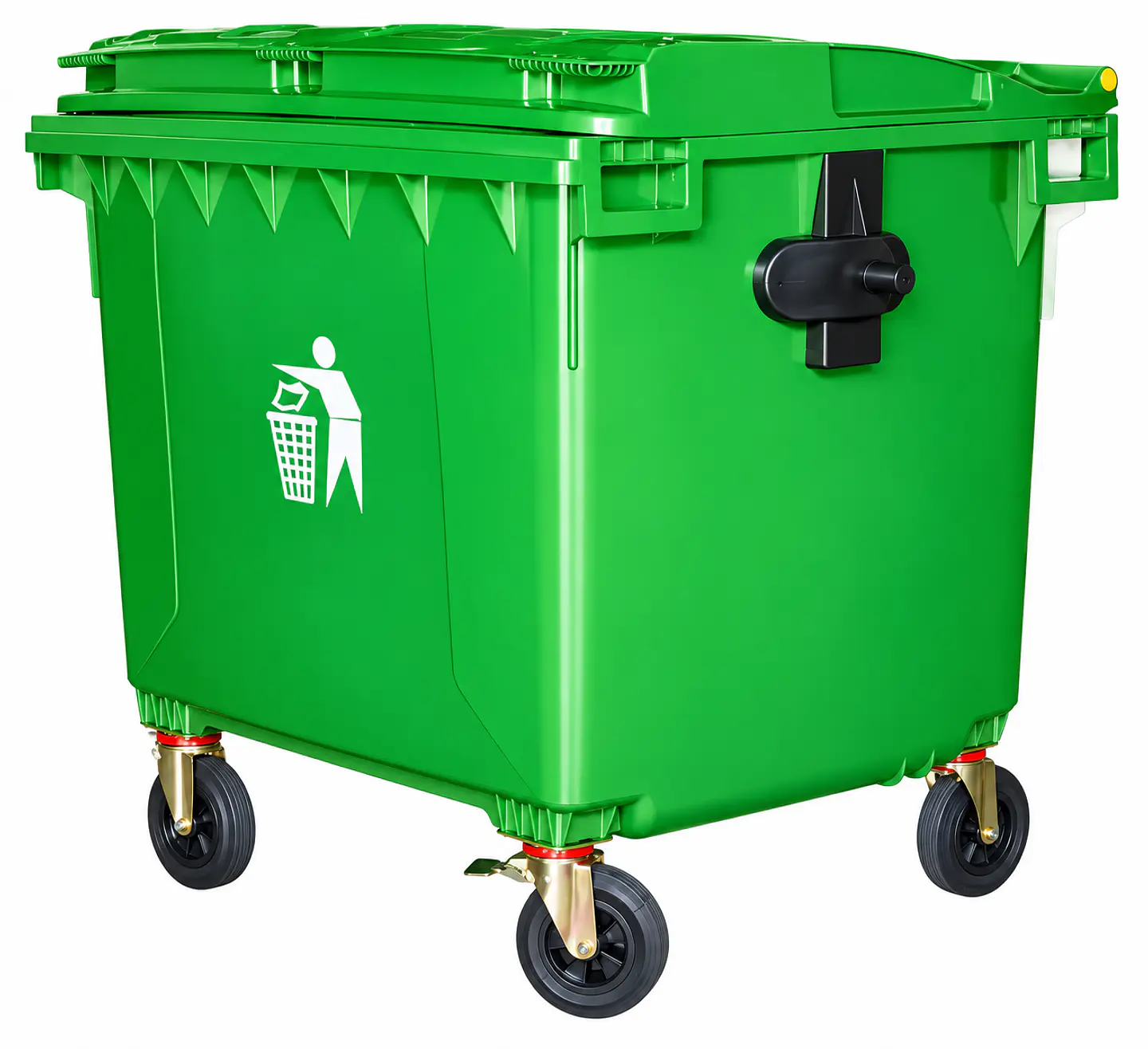 Contenedor de Basura Industrial SiClean 1100 Litros (290 Galones) con Tapa, 4 Ruedas y Frenos 3