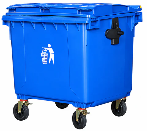 Contenedor de Basura Industrial SiClean 1100 Litros (290 Galones) con Tapa, 4 Ruedas y Frenos