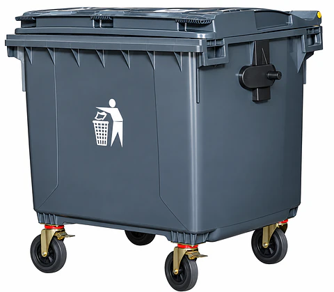 Contenedor de Basura Industrial SiClean 1100 Litros (290 Galones) con Tapa, 4 Ruedas y Frenos