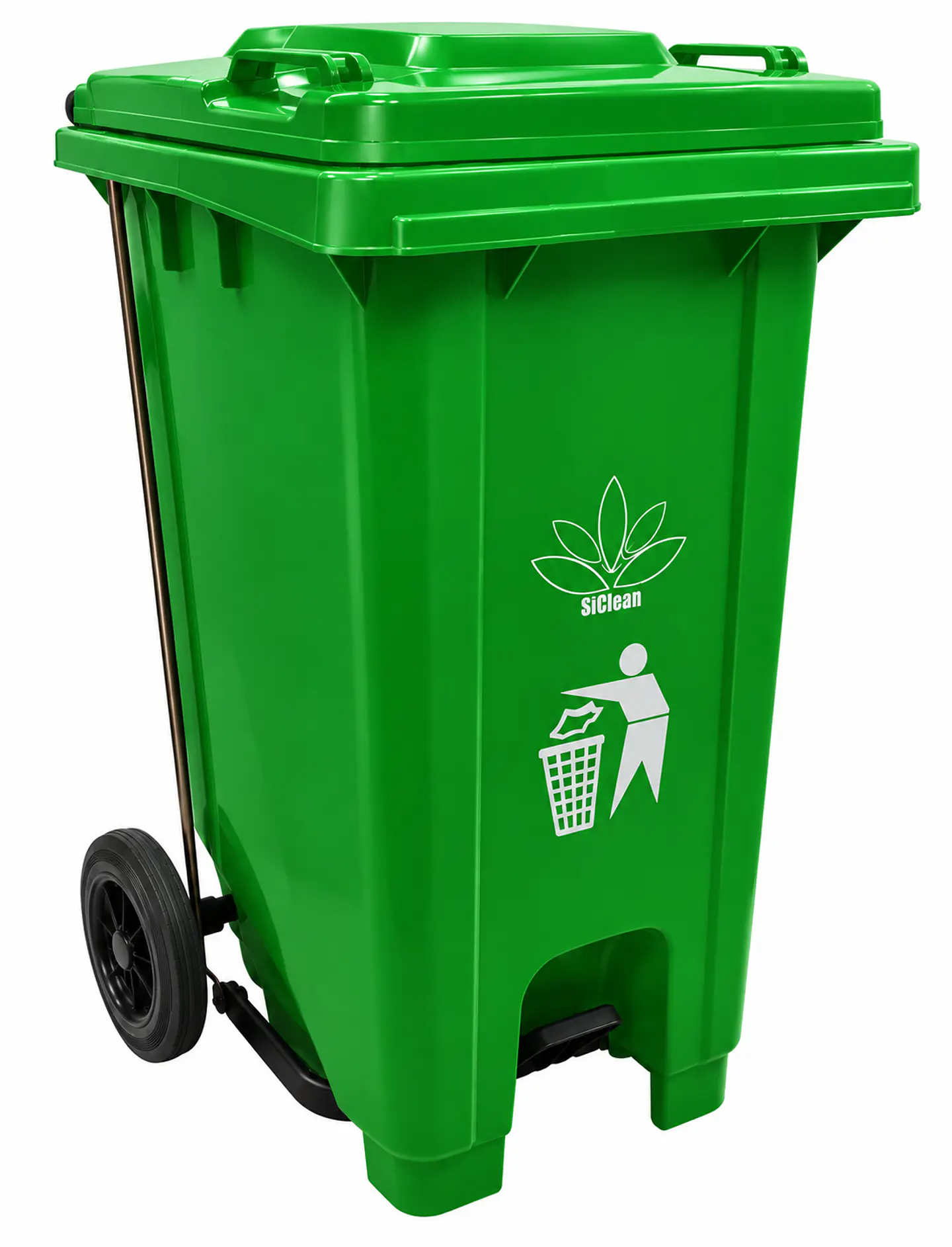 Basurero Industrial SiClean de 100 Litros (26 Galones) con Pedal, Tapa y Ruedas para Comercios, Oficinas y Hospitales 5