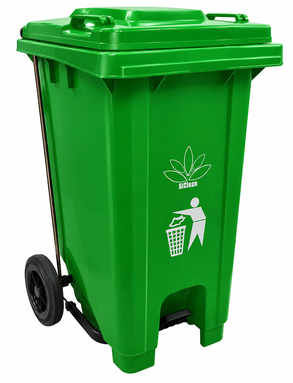 Basurero Industrial SiClean de 100 Litros (26 Galones) con Pedal, Tapa y Ruedas para Comercios, Oficinas y Hospitales 5