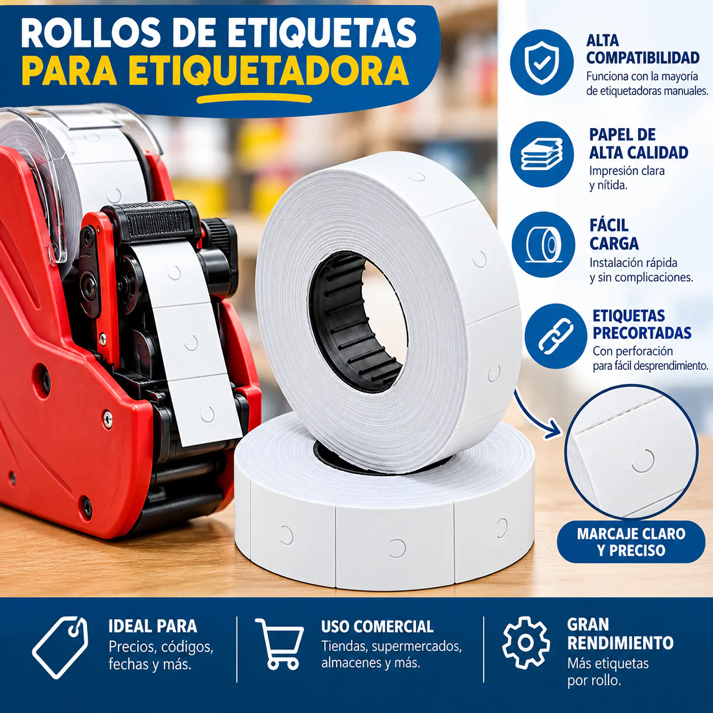 10 Rollos Etiquetas Studmark Blancas 500 Etiquetas 2