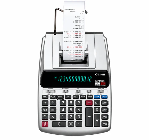 Calculadora Impresora Canon MP11DX-2 de 12 Dígitos con Impresión a Dos Colores