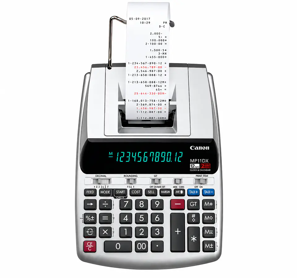Calculadora Impresora Canon MP11DX-2 de 12 Dígitos con Impresión a Dos Colores 1