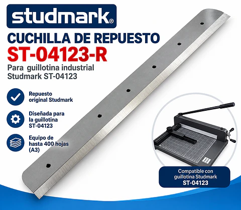 Cuchilla de Repuesto Studmark ST-04123-R para Guillotina Industrial A3 de 400 Hojas