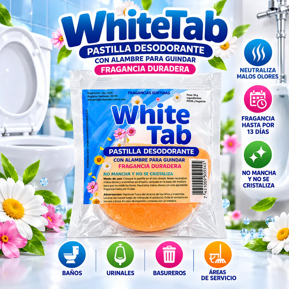 Pastilla de Olor con Gancho 2 oz WhiteTab para Baños y Urinales 2