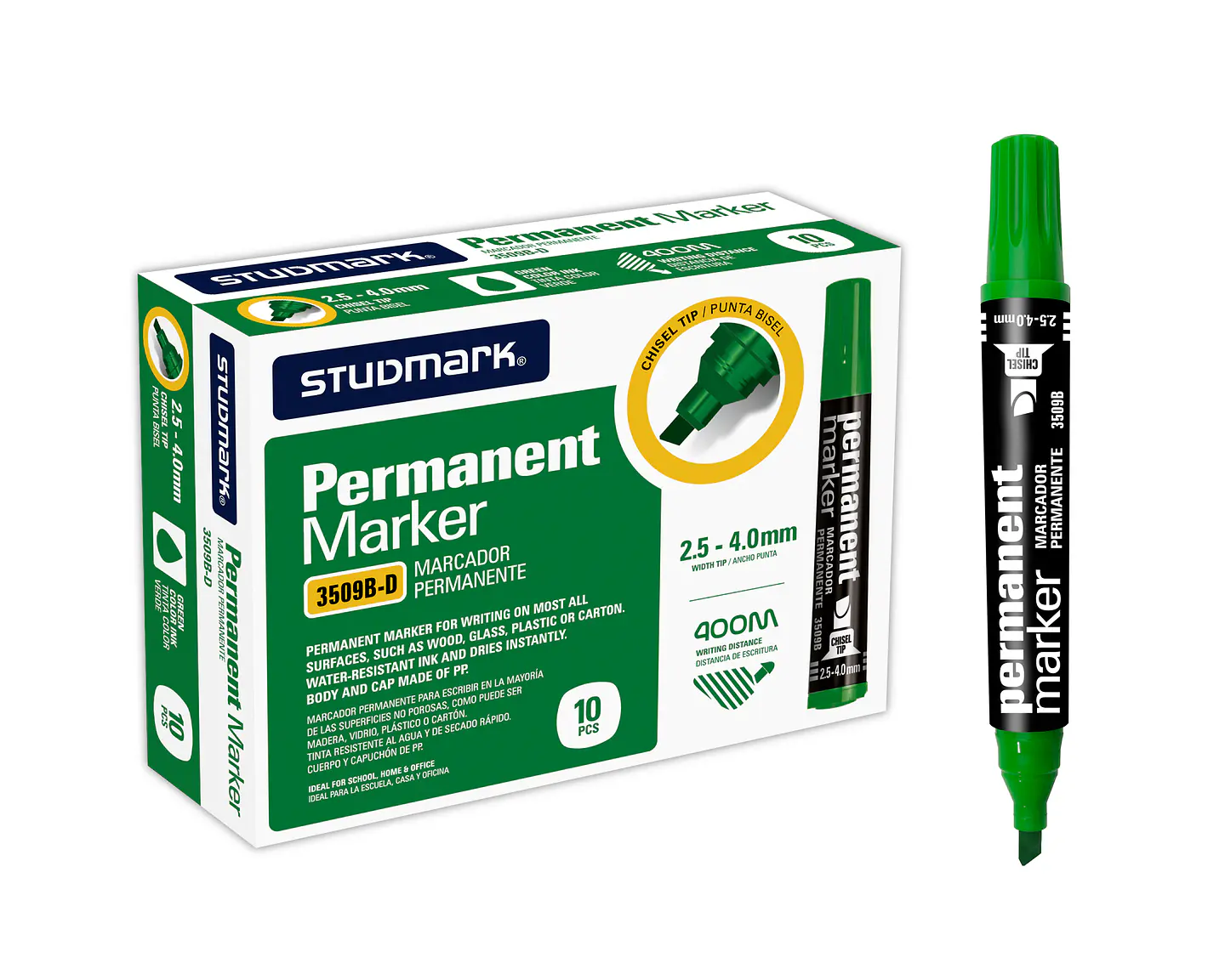 Marcador Permanente Studmark Punta Biselada Colores Surtidos 4