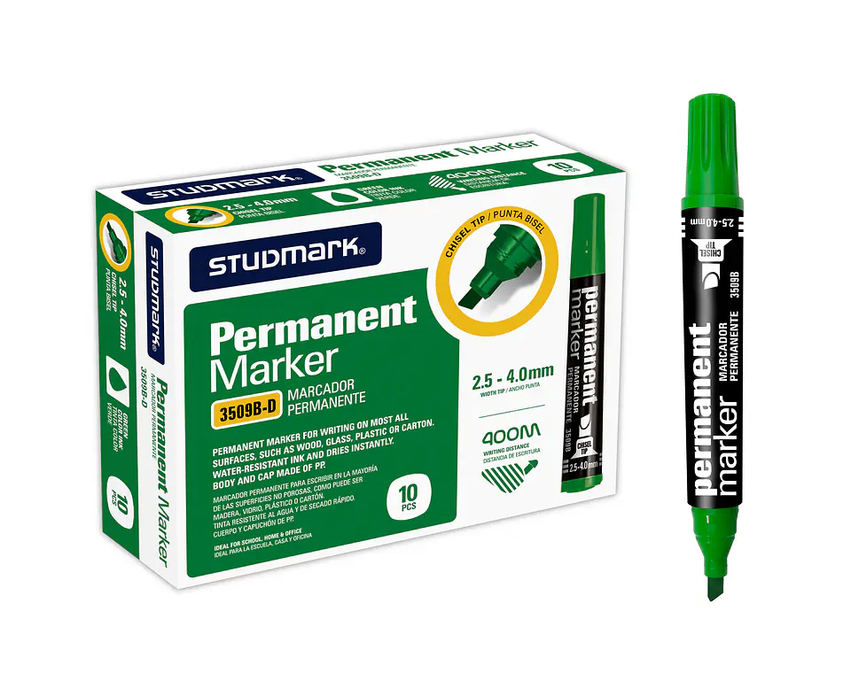 Marcador Permanente Studmark Punta Biselada Colores Surtidos 4