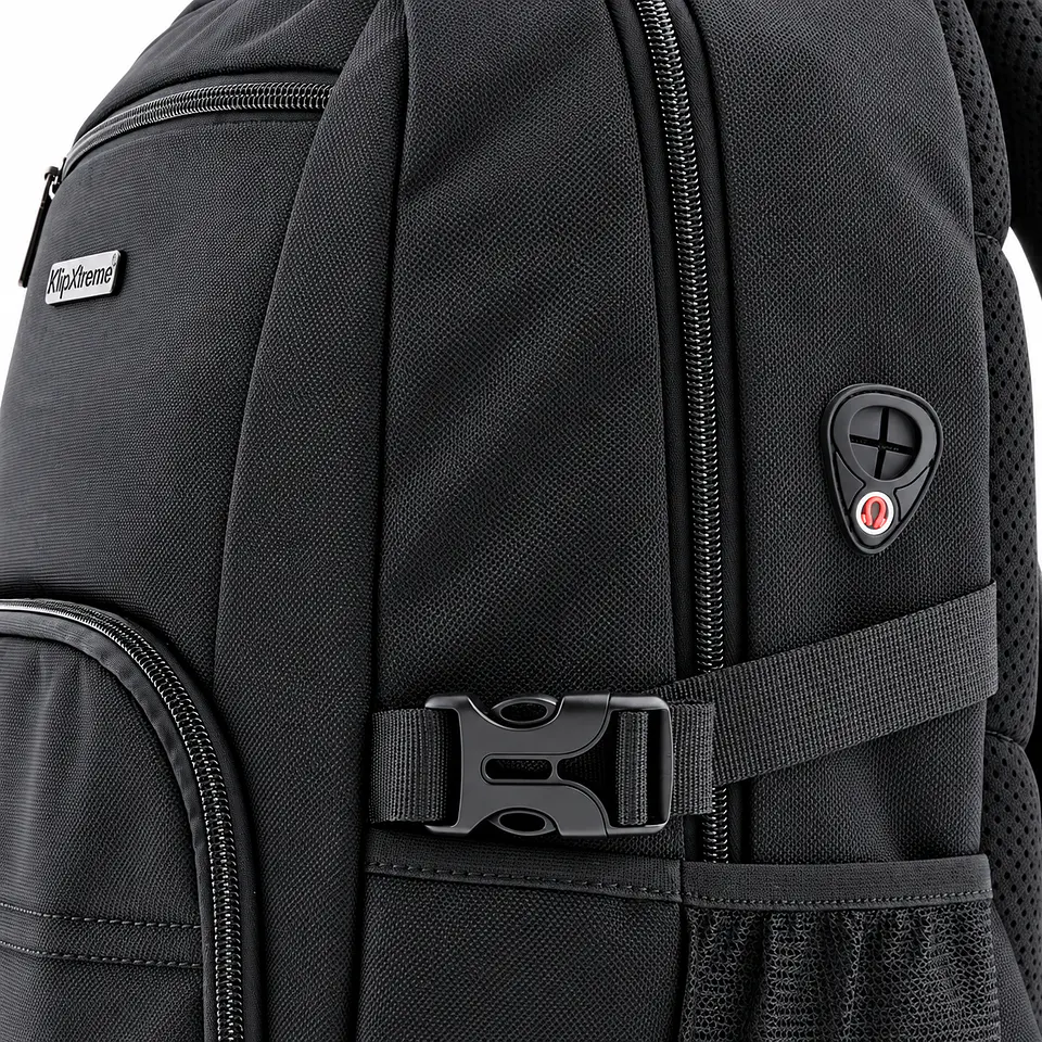 Mochila para Laptop KlipXtreme Emblem KNB-582 de 15.6 Pulgadas Negra con 3 Bolsillos 2