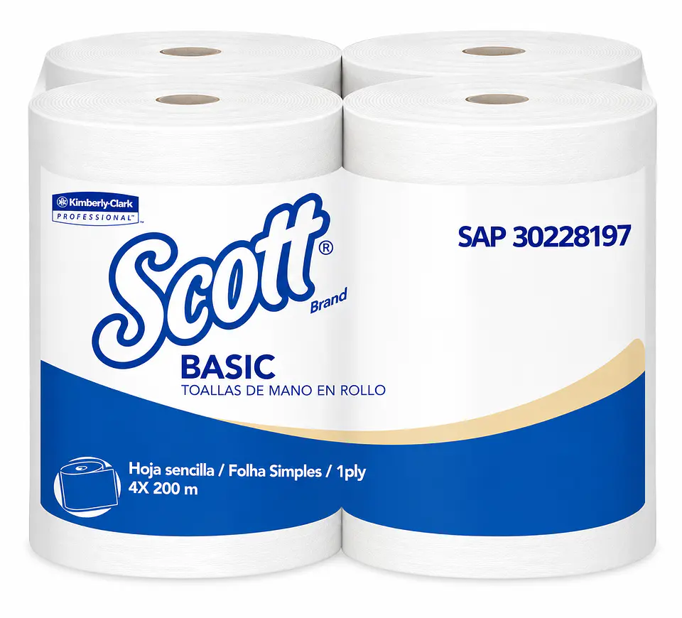 Papel Toalla de Manos Scott Basic Airflex Blanco 200 Metros x 4 Rollos – Kimberly-Clark 1