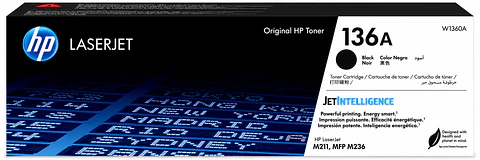 Tóner HP 136A Original Negro W1360A para HP LaserJet M209, M211, M233, M234 y M236