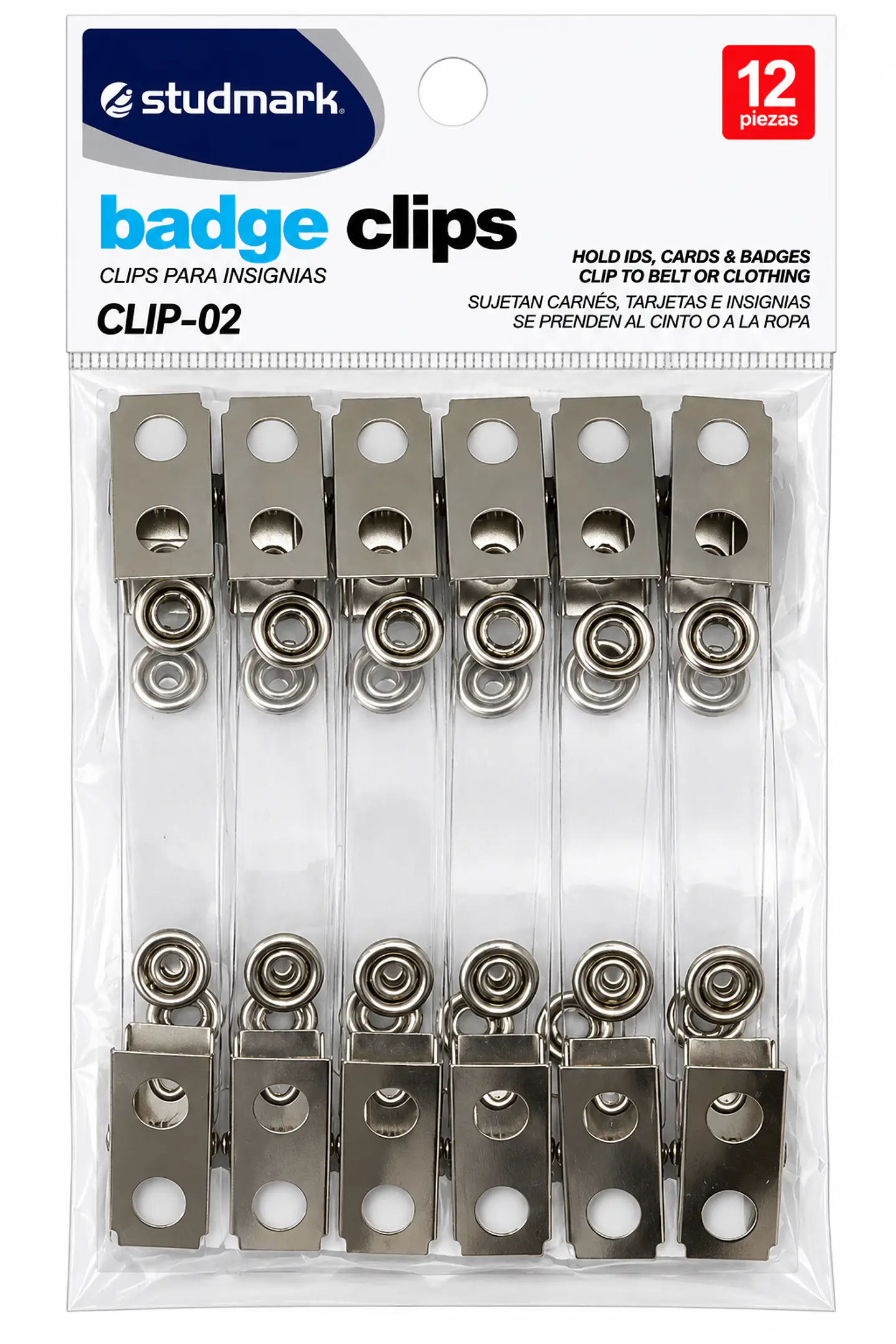 Clips Studmark para Credenciales, Gafetes, Carnés e Insignias – Presentaciones de 12 y 100 Unidades 1
