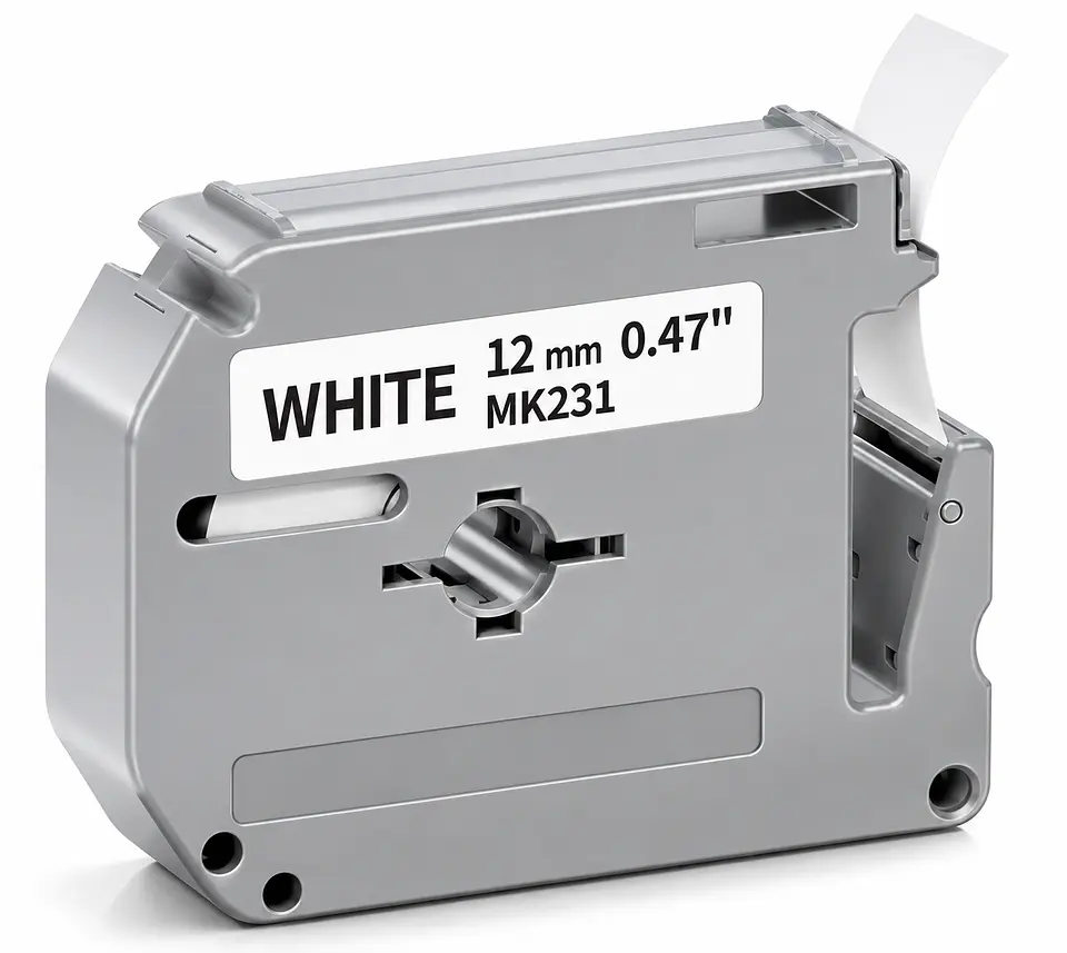Cinta Compatible Brother M-K231 / M-K231S de 12 mm para Etiquetadoras P-touch – Repuesto Genérico 1