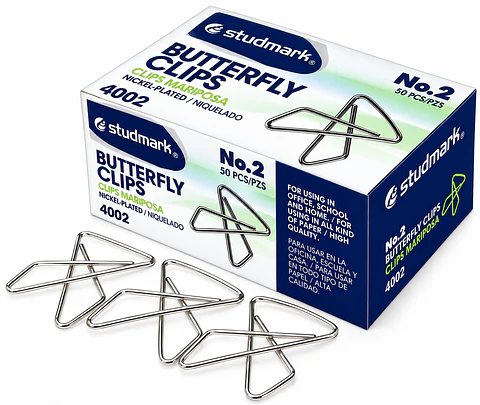 Clips Mariposa Studmark No. 2 ST-04002 Caja 50 Unidades Pequeños