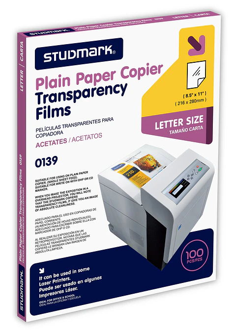 Acetatos Transparentes Studmark Tamaño Carta 8.5 x 11 para Copiadoras – ST-00139