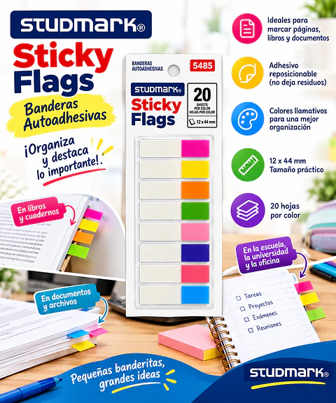 Notas Banderitas Adhesivas Studmark 12 × 44 mm ST-05485