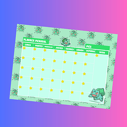 Planner Anual / Mensual Pokémon (Bulbasaur)