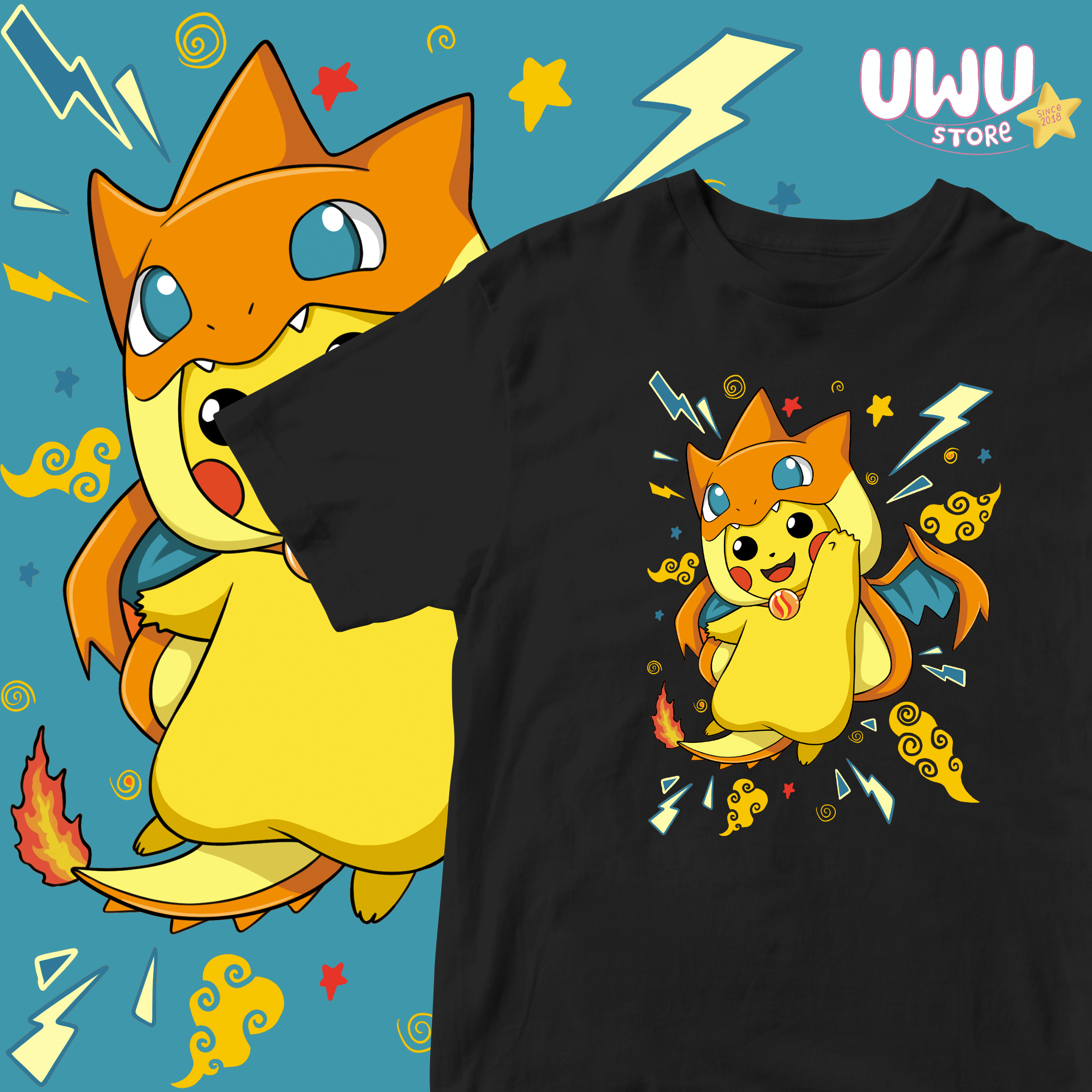 Polera Pokémon - Pikachu Mega Charizard Y