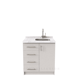 Mueble lavaplatos Simple de 80 cm / Cuarzo blanco galaxys / Izquierdo / Giorno