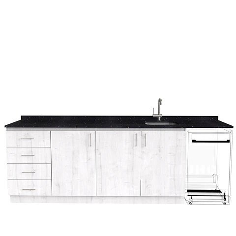 Mueble lavaplatos Simple con espacio para Frigobar  de 220cm a 260cm /  Alaska
