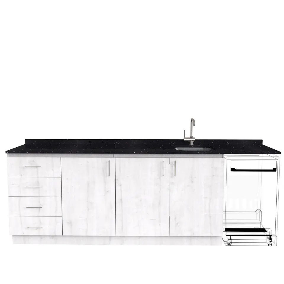 Mueble lavaplatos Simple con espacio para Frigobar  de 220cm a 260cm /  Alaska 1