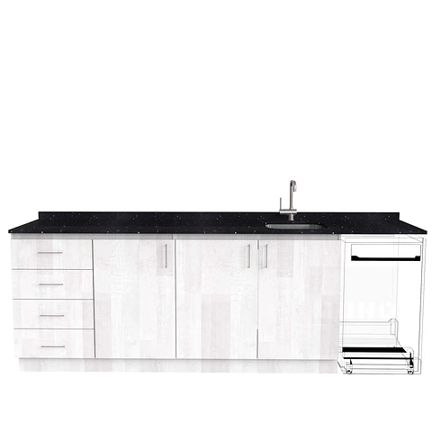 Mueble lavaplatos Simple con espacio para Frigobar  de 220cm a 260cm /  Legno