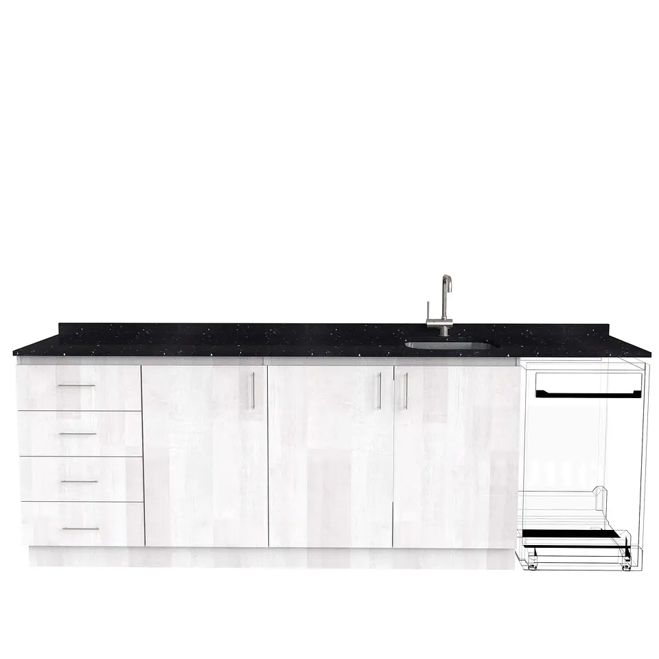Mueble lavaplatos Simple con espacio para Frigobar  de 220cm a 260cm /  Legno 1