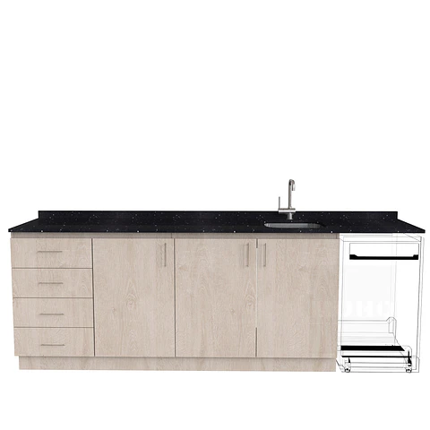 Mueble lavaplatos Simple con espacio para Frigobar  de 220cm a 260cm /  Provenzal