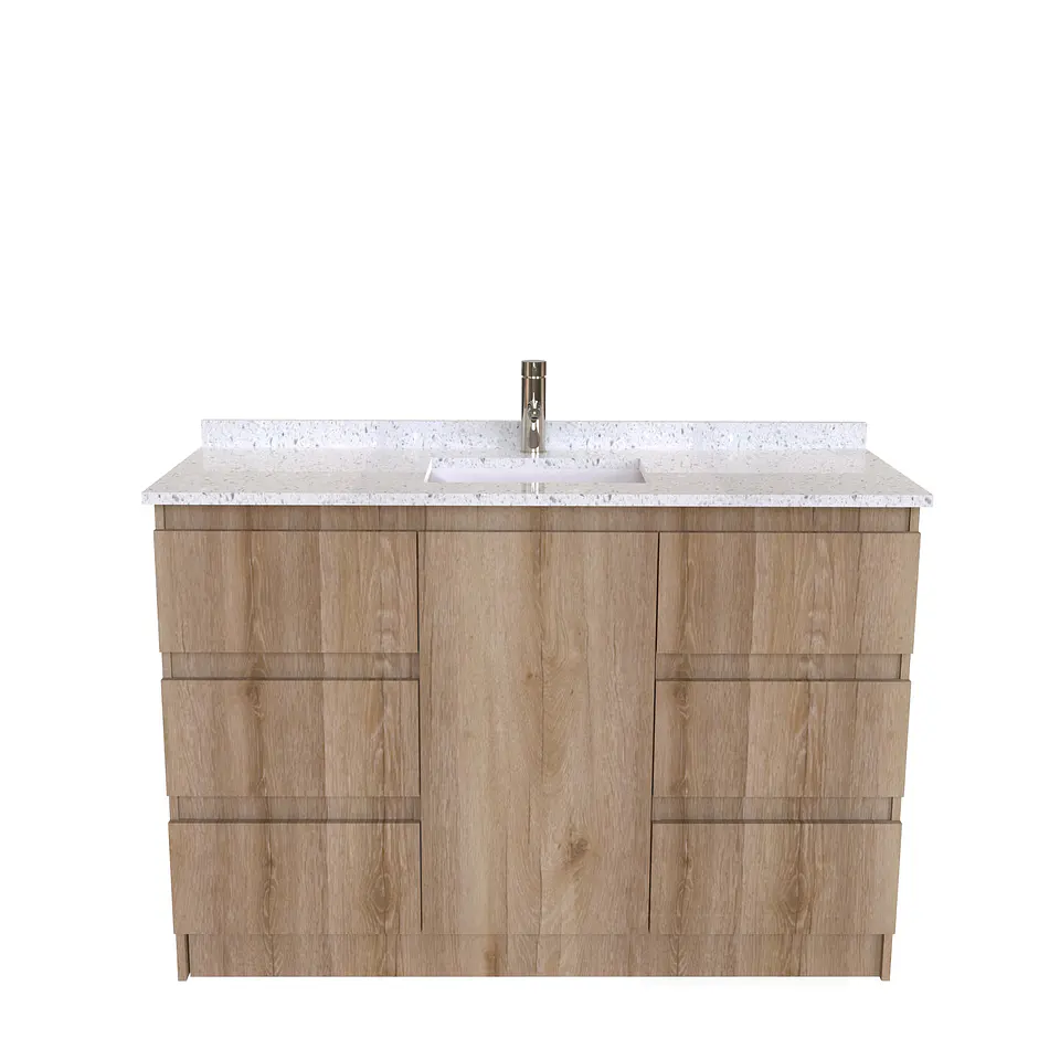 Mueble vanitoro simple de 120 cm / m8 / Cuarzo blanco galaxys / Cava 1