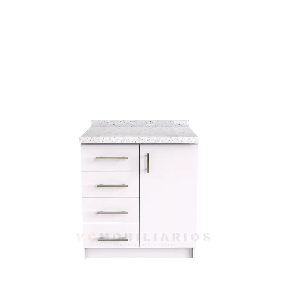 Mueble meson con cubierta de cuarzo de 80 cm / M1-840 / Blanco 1