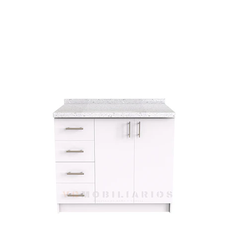 Mueble meson con cubierta de cuarzo de 100 cm / M1-1040 / Blanco