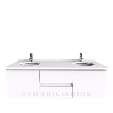 Mueble vanitorio Doble Aéreo  de 150 cm /  M2-1523 -DA / Blanco