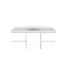 Mueble Vanitorio aereo para lavamanos sobreponer simple de 130 cm M2-1300-SPA / Blanco