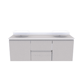 Mueble Vanitorio aereo para lavamanos sobreponer doble de 140 cm M2-1400-SPA / Giorno