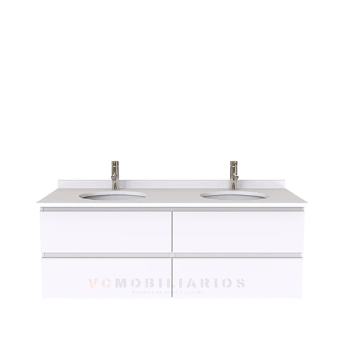 Mueble vanitorio Doble Aéreo  de 140 cm /  M5-1423 -DA / Blanco