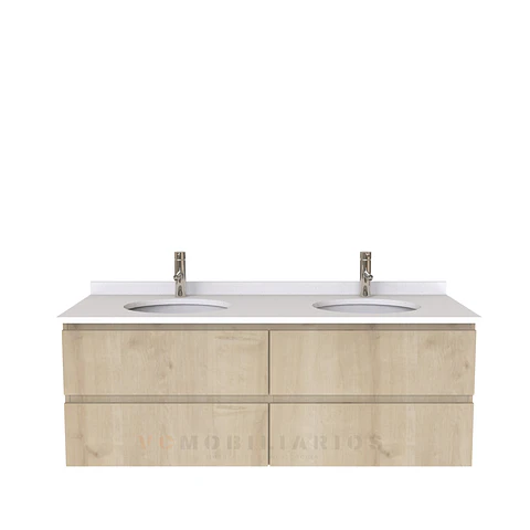 Mueble vanitorio Doble Aéreo  de 140 cm /  M5-1423 -DA / Rustico