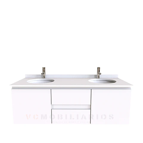 Mueble vanitorio Doble Aéreo  de 140 cm /  M2-1423 -DA / Blanco