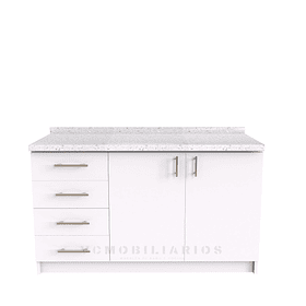 Mueble meson con cubierta de cuarzo de 140 cm / M1-1440 / Blanco