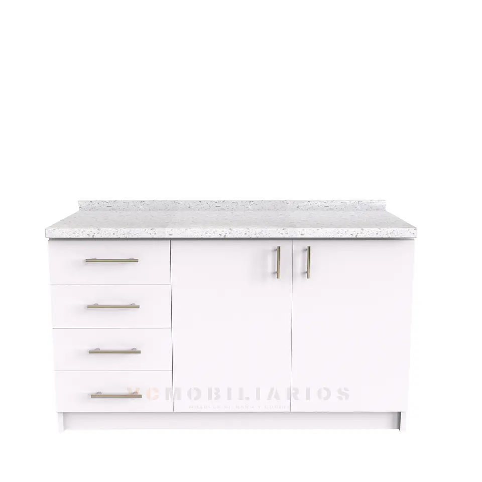 Mueble meson con cubierta de cuarzo de 140 cm / M1-1440 / Blanco 1