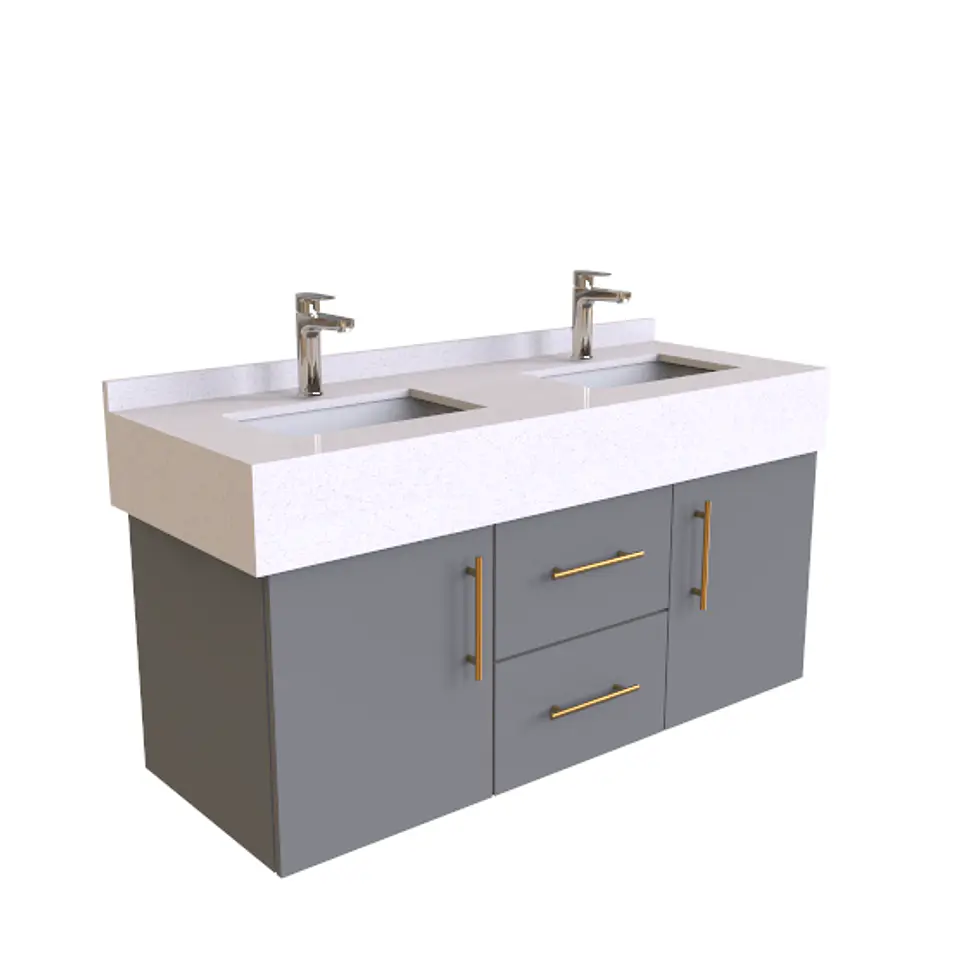 Mueble vanitorio Doble Aéreo  de 130 cm /  F1-1323 -DA / Carbón 1