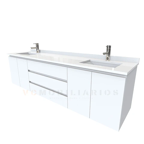 Mueble vanitorio Doble Aéreo  de 200 cm /  M2-2028 -DA / Blanco