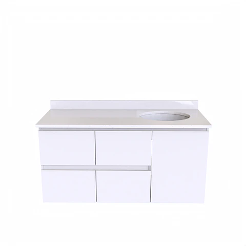 Mueble vanitorio simple Aéreo  de 130 cm /  M2-1323 -DA / Blanco - especial