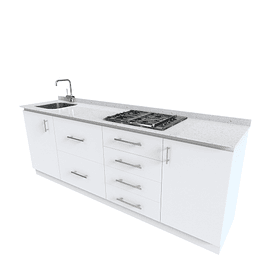 Mueble lavaplatos integral M1-2350-MI-2 de 235 cm / Cuarzo / Blanco ( pedido especial )