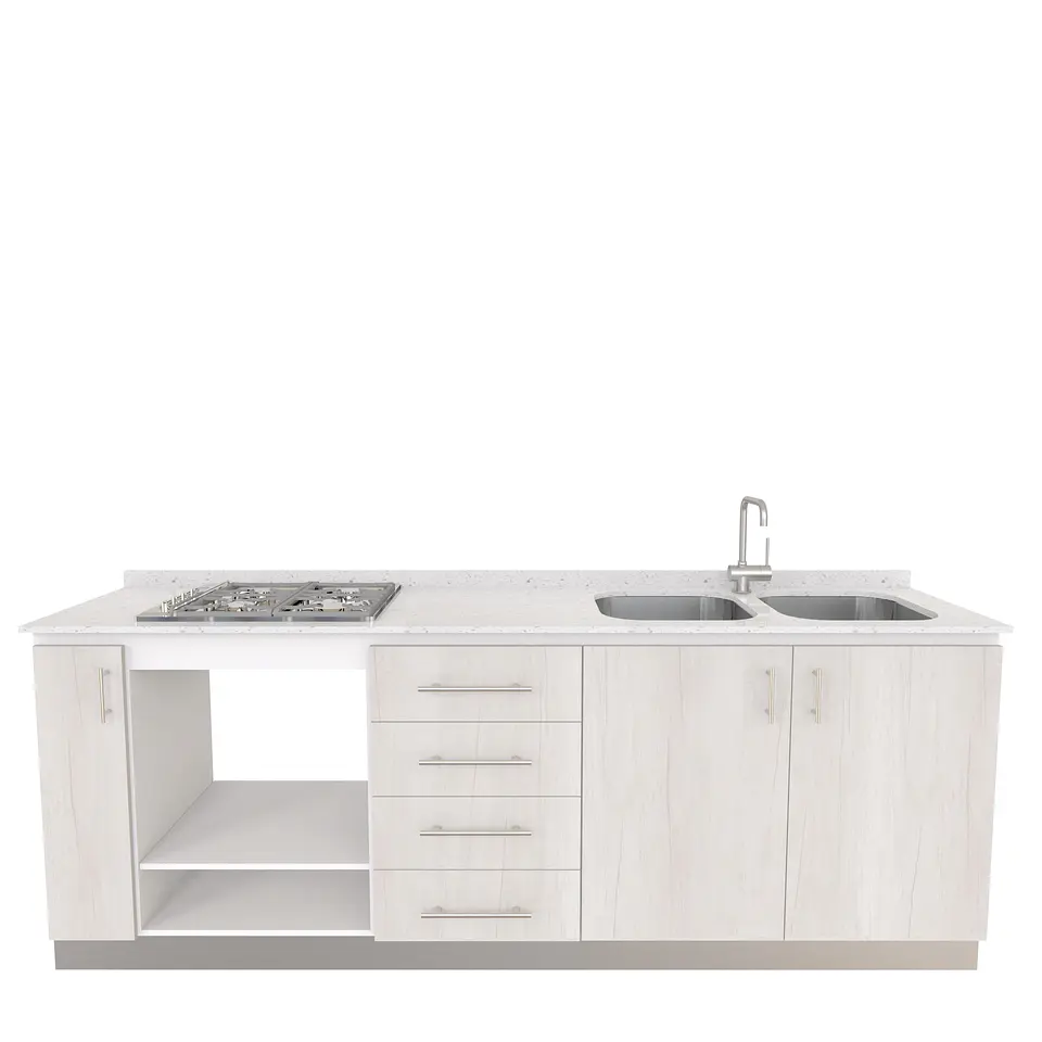 Mueble lavaplatos doble  integral MIT-2400  con cubierta de cuarzo de 240 cm 3