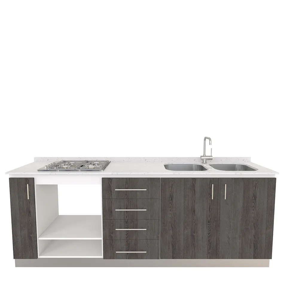 Mueble lavaplatos doble  integral MIT-2400  con cubierta de cuarzo de 240 cm 4