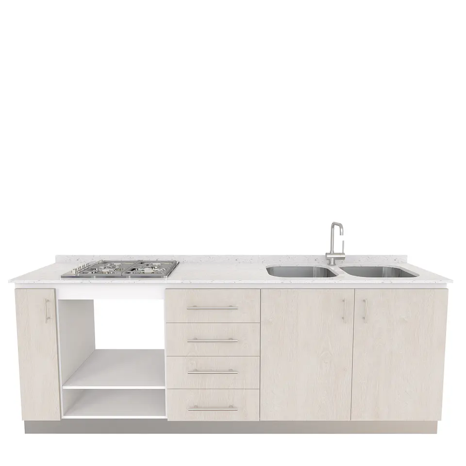 Mueble lavaplatos doble  integral MIT-2400  con cubierta de cuarzo de 240 cm 5
